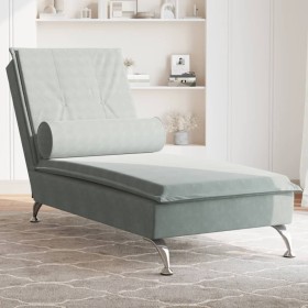 Sofá diván de masaje con cojín de terciopelo gris claro de vidaXL, Divanes - Ref: Foro24-379450, Precio: 99,67 €, Descuento: %