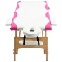 Camilla de masaje plegable 2 zonas madera blanco y rosa de vidaXL, Mesas de masaje - Ref: Foro24-110210, Precio: 149,06 €, De...