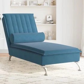 Sofá diván de masaje con cojín de terciopelo azul de vidaXL, Divanes - Ref: Foro24-379467, Precio: 160,19 €, Descuento: %