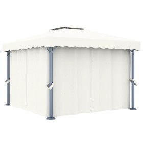 Cenador con cortina blanco crema aluminio 3x3 m de vidaXL, Carpas y cenadores - Ref: Foro24-3053377, Precio: 474,79 €, Descue...