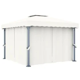 Cenador con cortina blanco crema aluminio 3x3 m de vidaXL, Carpas y cenadores - Ref: Foro24-3053377, Precio: 467,33 €, Descue...