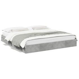 Cama con cajones madera ingeniería gris hormigón 180x200 cm de vidaXL, Camas y somieres - Ref: Foro24-3280639, Precio: 165,42...