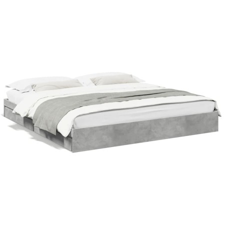 Cama con cajones madera ingeniería gris hormigón 180x200 cm de vidaXL, Camas y somieres - Ref: Foro24-3280639, Precio: 165,42...