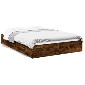 Cama con cajones madera de ingeniería roble ahumado 160x200 cm de vidaXL, Camas y somieres - Ref: Foro24-3280647, Precio: 174...