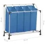 Separador de colada con 4 bolsas acero azul de vidaXL, Cestas para ropa - Ref: Foro24-288332, Precio: 40,10 €, Descuento: %