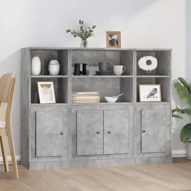 Aparador alto 3 piezas madera contrachapada gris hormigón de vidaXL, Aparadores - Ref: Foro24-3185307, Precio: 170,09 €, Desc...