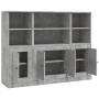 Aparador alto 3 piezas madera contrachapada gris hormigón de vidaXL, Aparadores - Ref: Foro24-3185307, Precio: 171,52 €, Desc...