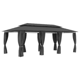 Cenador con cortinas gris antracita 600x298x270 cm de vidaXL, Carpas y cenadores - Ref: Foro24-47966, Precio: 412,22 €, Descu...