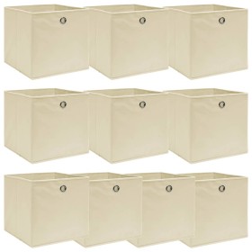 Cajas de almacenaje 10 uds tela crema 32x32x32 cm de vidaXL, Cestas para almacenaje - Ref: Foro24-288359, Precio: 45,29 €, De...