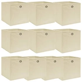 Cajas de almacenaje 10 uds tela crema 32x32x32 cm de vidaXL, Cestas para almacenaje - Ref: Foro24-288359, Precio: 44,53 €, De...