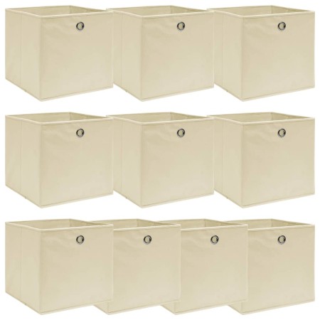 Cajas de almacenaje 10 uds tela crema 32x32x32 cm de vidaXL, Cestas para almacenaje - Ref: Foro24-288359, Precio: 45,29 €, De...