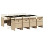 Set comedor de jardín 9 pzas con cojines ratán sintético beige de vidaXL, Conjuntos de jardín - Ref: Foro24-3277689, Precio: ...