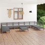 Juego de muebles de jardín 11 piezas madera maciza pino gris de vidaXL, Conjuntos de jardín - Ref: Foro24-3083431, Precio: 50...
