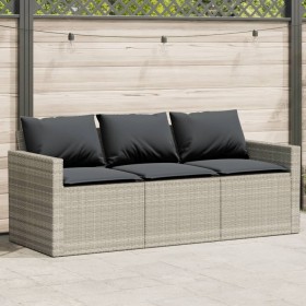 Sofá de jardín con cojines 3 plazas ratán sintético gris claro de vidaXL, Sofás de exterior - Ref: Foro24-366346, Precio: 218...