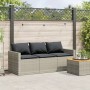Sofá de jardín con cojines 3 plazas ratán sintético gris claro de vidaXL, Sofás de exterior - Ref: Foro24-366346, Precio: 218...