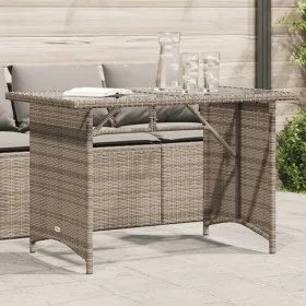 Mesa de jardín superficie de vidrio ratán PE gris 110x68x70 cm de vidaXL, Mesas de jardín - Ref: Foro24-366352, Precio: 98,09...