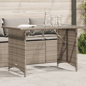 Mesa de jardín superficie de vidrio ratán PE gris 110x68x70 cm de vidaXL, Mesas de jardín - Ref: Foro24-366352, Precio: 99,70...