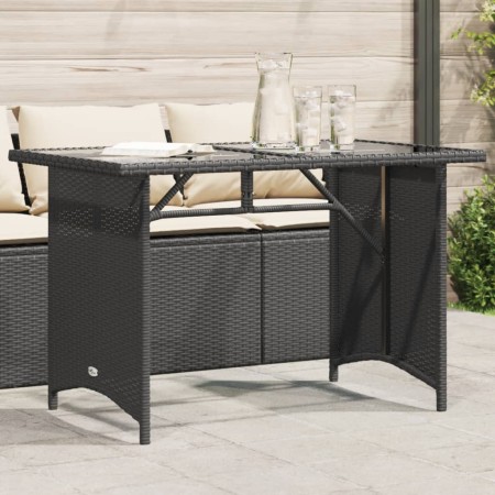 Mesa de jardín superficie de vidrio ratán PE negro 110x68x70 cm de vidaXL, Mesas de jardín - Ref: Foro24-366350, Precio: 97,6...