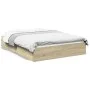 Sonoma oak engineered wood bed with drawers 135x190 cm by vidaXL, Beds and slatted bases - Ref: Foro24-3280694, Price: 171,11...
