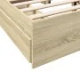Sonoma oak engineered wood bed with drawers 135x190 cm by vidaXL, Beds and slatted bases - Ref: Foro24-3280694, Price: 171,11...