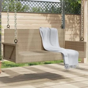 Banco columpio de ratán sintético beige 119x56x48 cm de vidaXL, Bancos de jardín - Ref: Foro24-365628, Precio: 116,68 €, Desc...