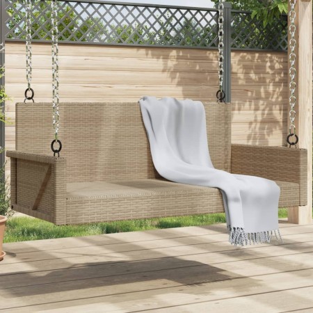 Banco columpio de ratán sintético beige 119x56x48 cm de vidaXL, Bancos de jardín - Ref: Foro24-365628, Precio: 119,27 €, Desc...