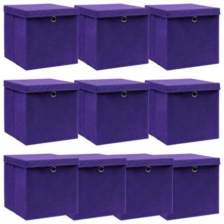 Cajas de almacenaje con tapas 10 uds tela morado 32x32x32 cm de vidaXL, Cestas para almacenaje - Ref: Foro24-288356, Precio: ...