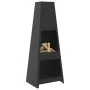 Chimenea de exterior con leñero y diseño de torre acero negro de vidaXL, Chimeneas - Ref: Foro24-4005750, Precio: 166,36 €, D...