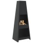 Chimenea de exterior con leñero y diseño de torre acero negro de vidaXL, Chimeneas - Ref: Foro24-4005750, Precio: 184,98 €, D...