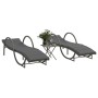 Tumbonas con mesita 2 unidades ratán sintético gris de vidaXL, Tumbonas - Ref: Foro24-368265, Precio: 271,89 €, Descuento: %