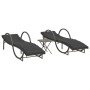Tumbonas con mesita 2 unidades ratán sintético gris de vidaXL, Tumbonas - Ref: Foro24-368265, Precio: 271,89 €, Descuento: %