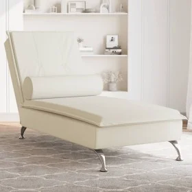 Sofá diván de masaje con cojín de terciopelo crema de vidaXL, Divanes - Ref: Foro24-379457, Precio: 153,45 €, Descuento: %