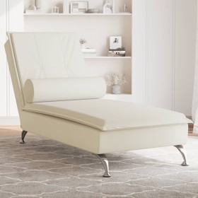 Sofá diván de masaje con cojín de terciopelo crema de vidaXL, Divanes - Ref: Foro24-379457, Precio: 134,69 €, Descuento: %