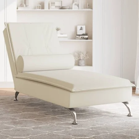 Sofá diván de masaje con cojín de terciopelo crema de vidaXL, Divanes - Ref: Foro24-379457, Precio: 153,45 €, Descuento: %