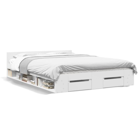 Cama con cajones madera de ingeniería blanco 120x190 cm de vidaXL, Camas y somieres - Ref: Foro24-3280776, Precio: 206,05 €, ...