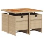 Set comedor de jardín 5 pzas con cojines ratán sintético beige de vidaXL, Conjuntos de jardín - Ref: Foro24-3277671, Precio: ...