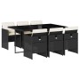 Set de comedor de jardín 7 pzas y cojines ratán sintético negro de vidaXL, Conjuntos de jardín - Ref: Foro24-3277673, Precio:...