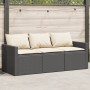 Sofá de jardín de 3 plazas con cojines ratán sintético negro de vidaXL, Sofás de exterior - Ref: Foro24-366340, Precio: 196,1...