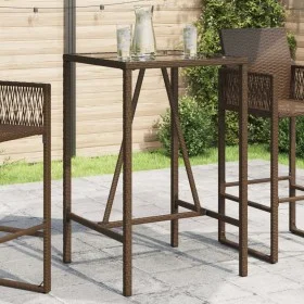 Mesa de bar de exterior ratán sintético marrón 70x70x110 cm de vidaXL, Mesas de jardín - Ref: Foro24-368694, Precio: 128,11 €...