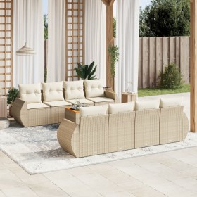Set de sofás de jardín 9 pzas con cojines ratán sintético beige en Conjuntos de jardín | Comprar online en Foru.es