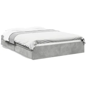 Cama con cajones madera ingeniería gris hormigón 160x200 cm de vidaXL, Camas y somieres - Ref: Foro24-3280646, Precio: 173,61...