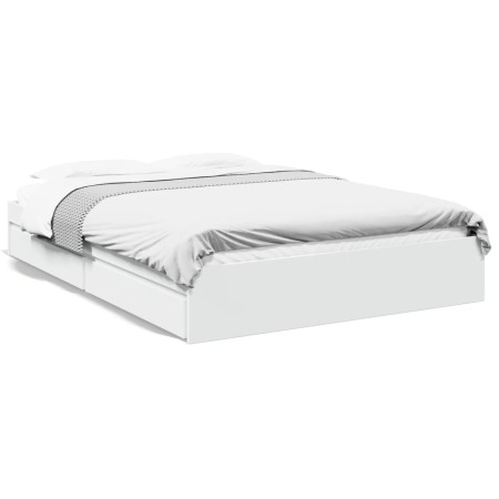Estructura cama con cajones madera ingeniería blanca 150x200 cm de vidaXL, Camas y somieres - Ref: Foro24-3280650, Precio: 18...