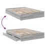 Cama con cajones madera ingeniería gris Sonoma 140x190 cm de vidaXL, Camas y somieres - Ref: Foro24-3280690, Precio: 167,94 €...