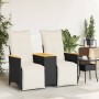 Sofá de jardín reclinable de 2 plazas con mesa ratán PE negro de vidaXL, Sofás de exterior - Ref: Foro24-365722, Precio: 267,...
