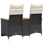 Sofá de jardín reclinable de 2 plazas con mesa ratán PE negro de vidaXL, Sofás de exterior - Ref: Foro24-365722, Precio: 267,...