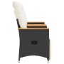 Sofá de jardín reclinable de 2 plazas con mesa ratán PE negro de vidaXL, Sofás de exterior - Ref: Foro24-365722, Precio: 267,...