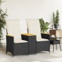 Sofá de jardín reclinable de 2 plazas con mesa ratán PE negro de vidaXL, Sofás de exterior - Ref: Foro24-365720, Precio: 221,...