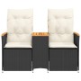 Sofá de jardín reclinable de 2 plazas con mesa ratán PE negro de vidaXL, Sofás de exterior - Ref: Foro24-365720, Precio: 221,...