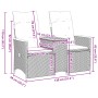 Sofá de jardín reclinable de 2 plazas con mesa ratán PE negro de vidaXL, Sofás de exterior - Ref: Foro24-365720, Precio: 221,...