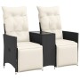 Sofá de jardín reclinable de 2 plazas con mesa ratán PE negro de vidaXL, Sofás de exterior - Ref: Foro24-365715, Precio: 212,...